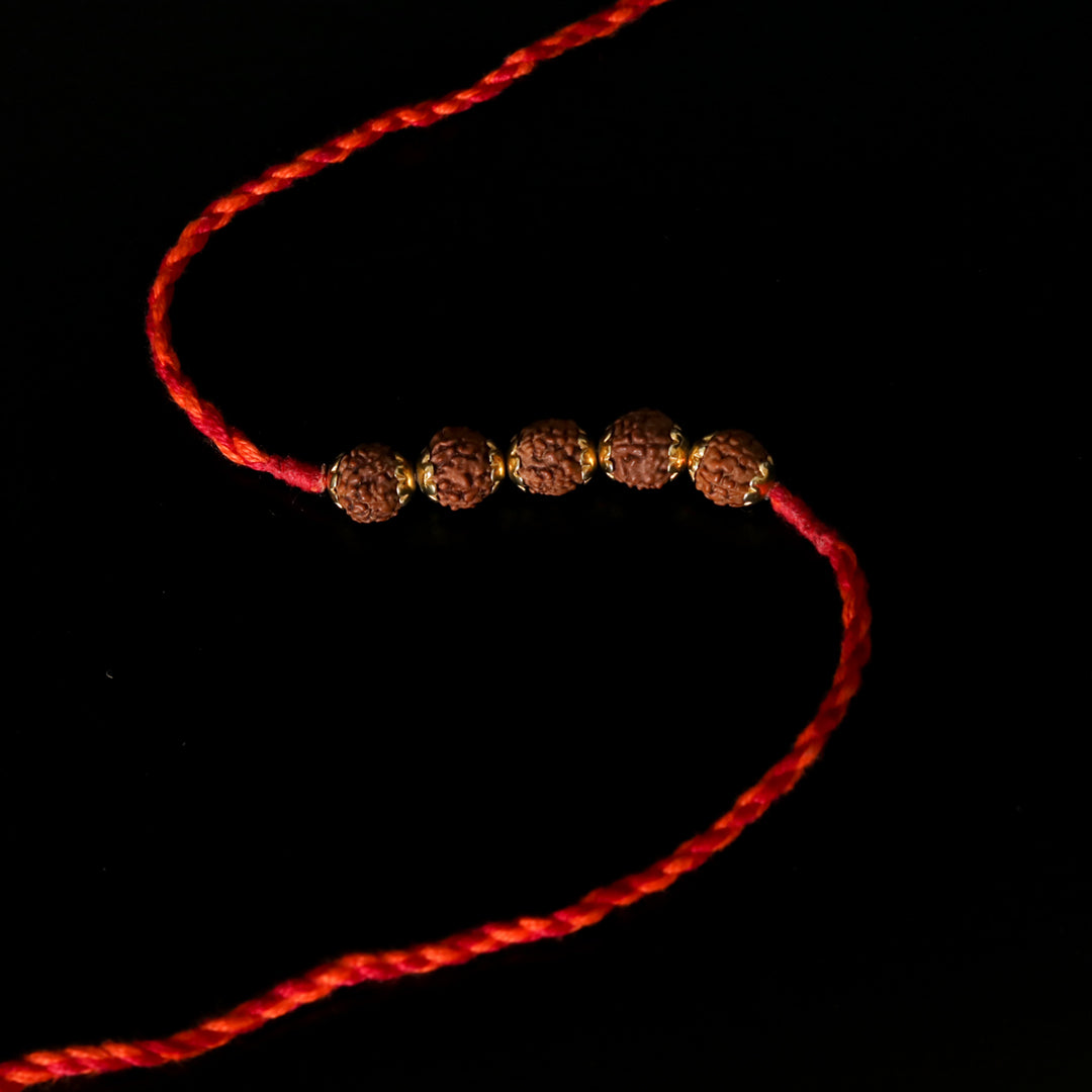 Rudraksha Golden Rakhi-3