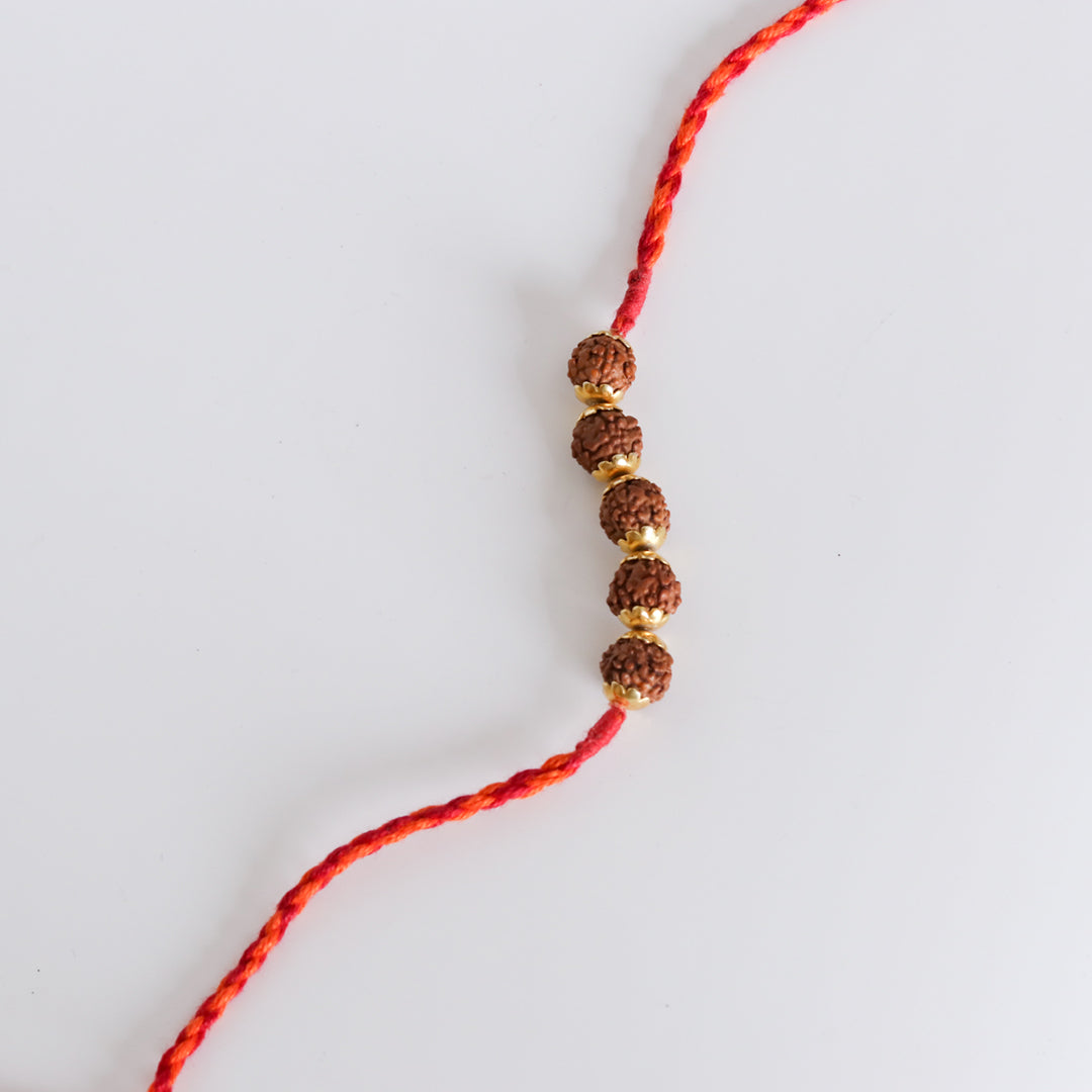 Rudraksha Golden Rakhi-4