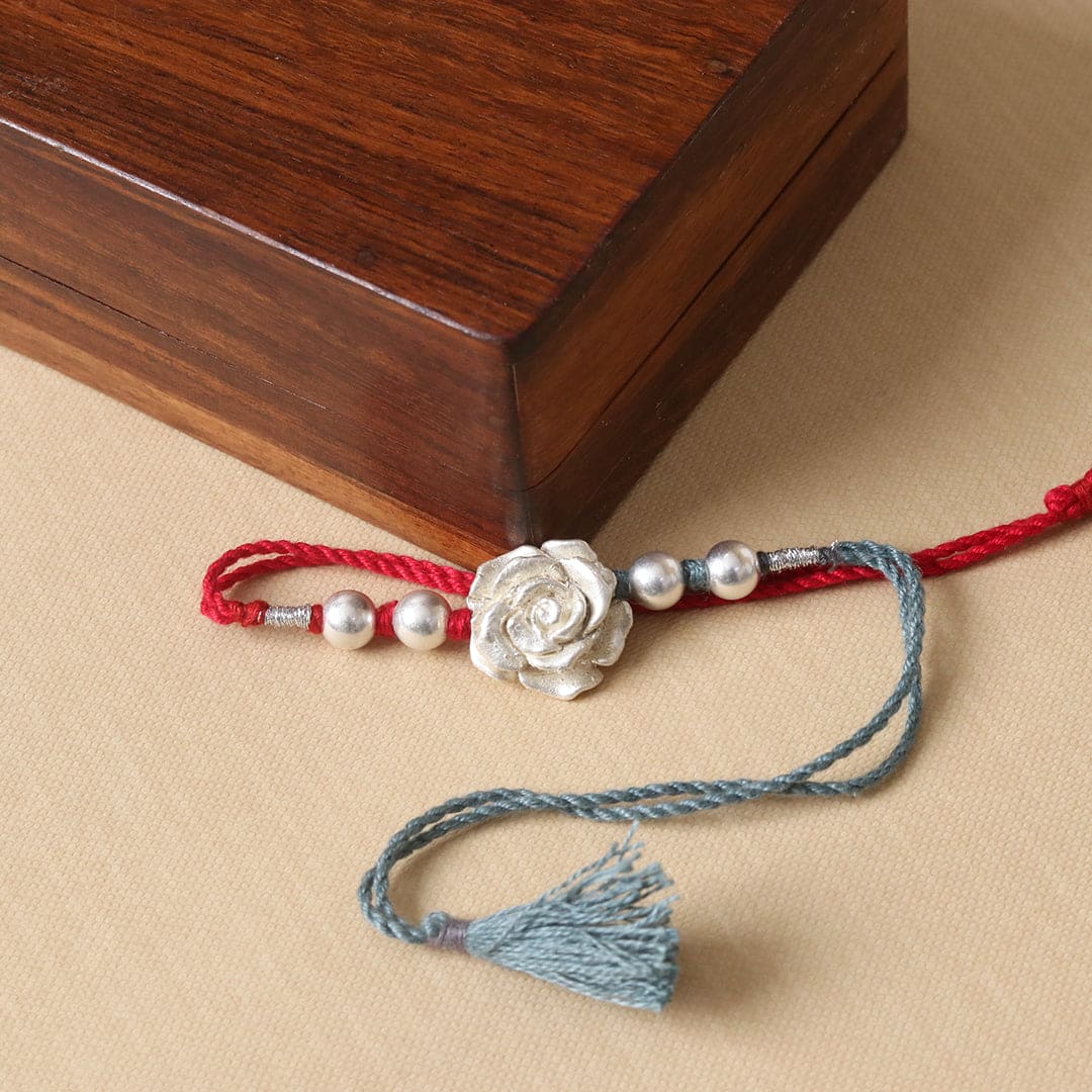 Sliver Rose Beads Rakhi-0