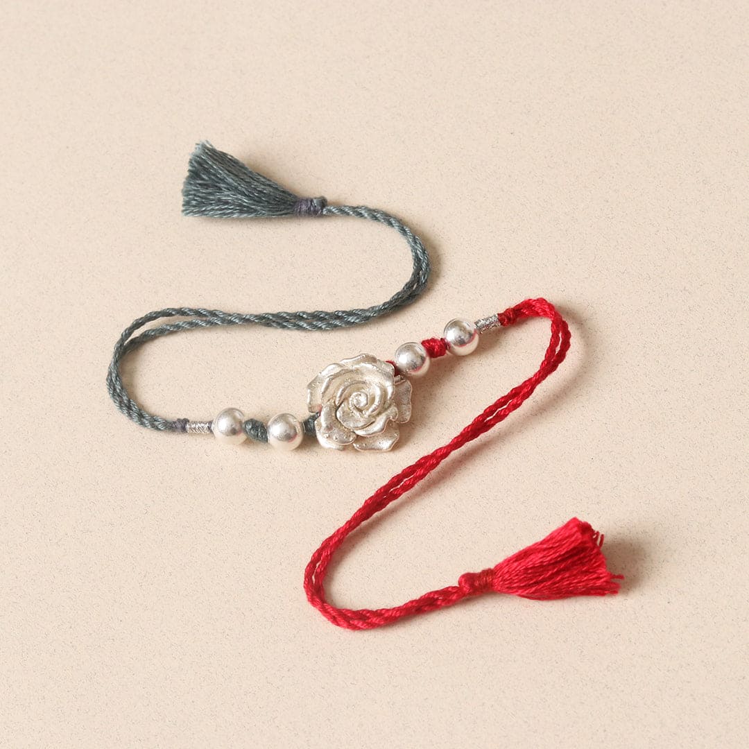 Sliver Rose Beads Rakhi-2