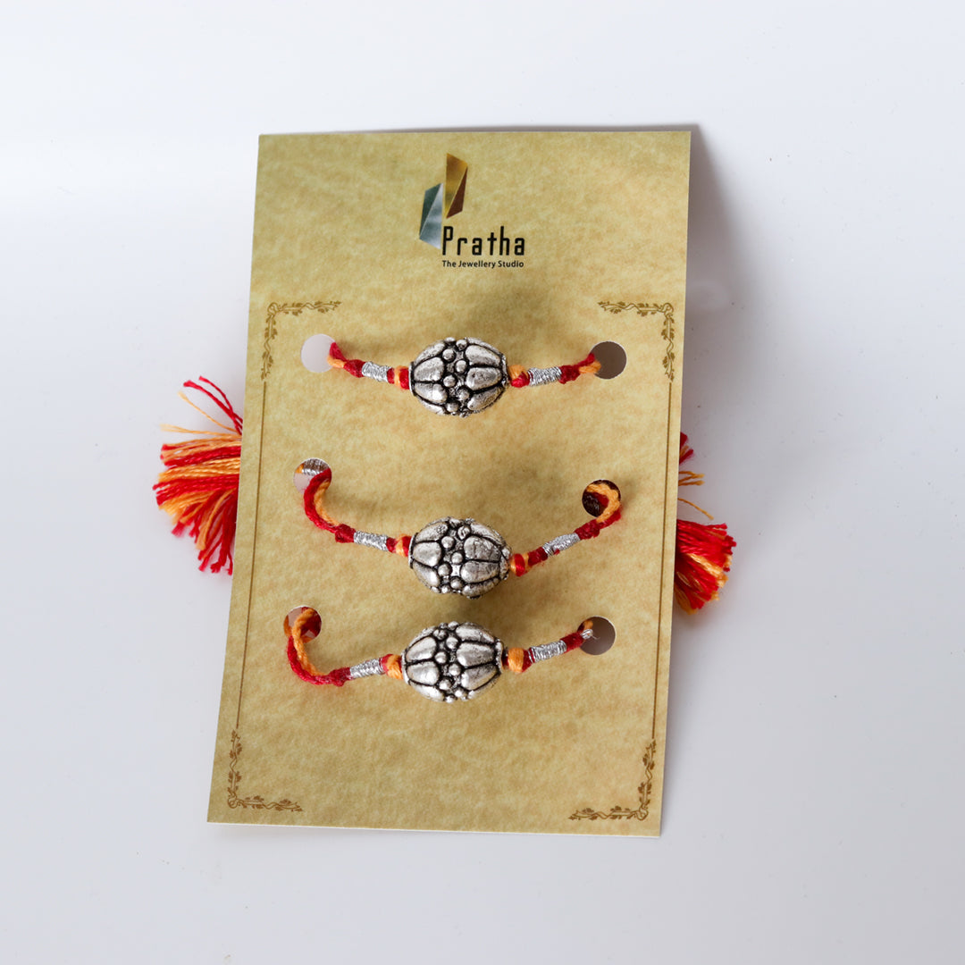 Silver Round Beads Rakhis ( Pack Of 3 )-2