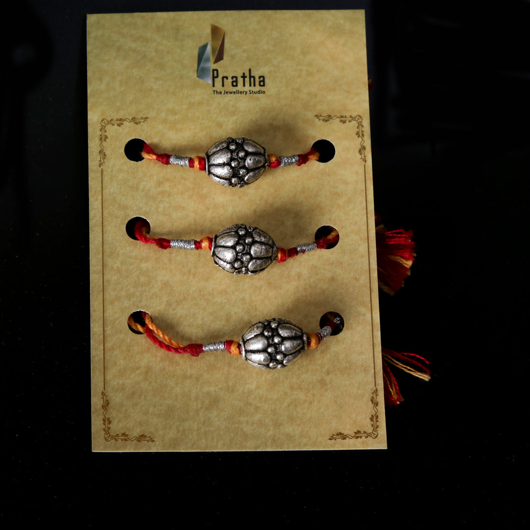 Silver Round Beads Rakhis ( Pack Of 3 )-3