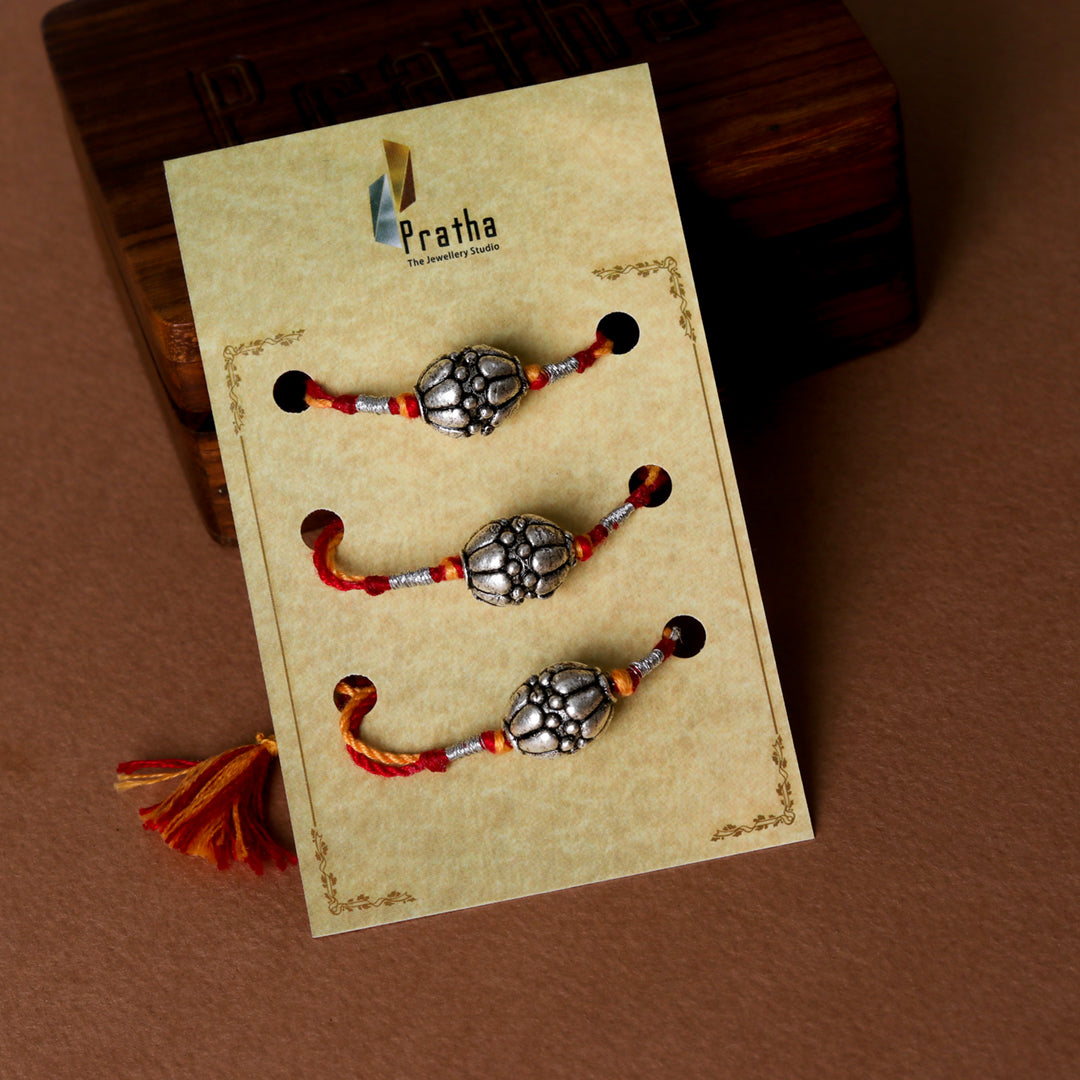 Silver Round Beads Rakhis ( Pack Of 3 )-0