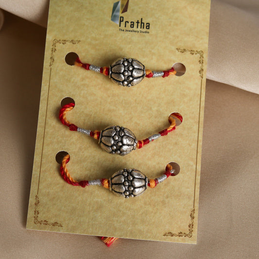 Silver Round Beads Rakhis ( Pack Of 3 )-1
