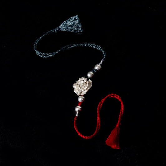 Sliver Rose Beads Rakhi-1
