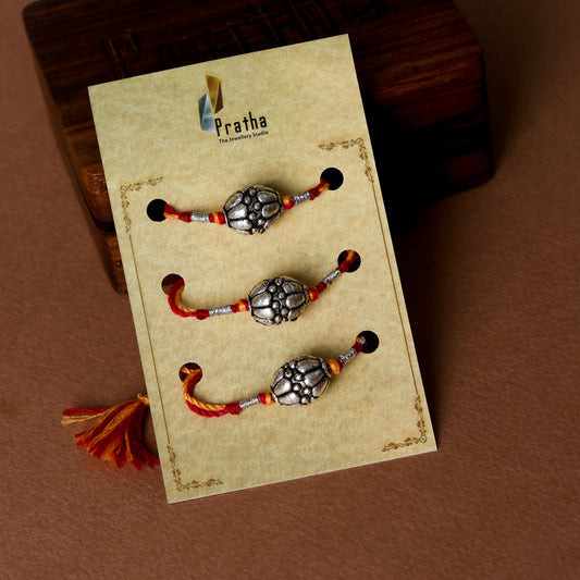 Silver Round Beads Rakhis ( Pack Of 3 )-0